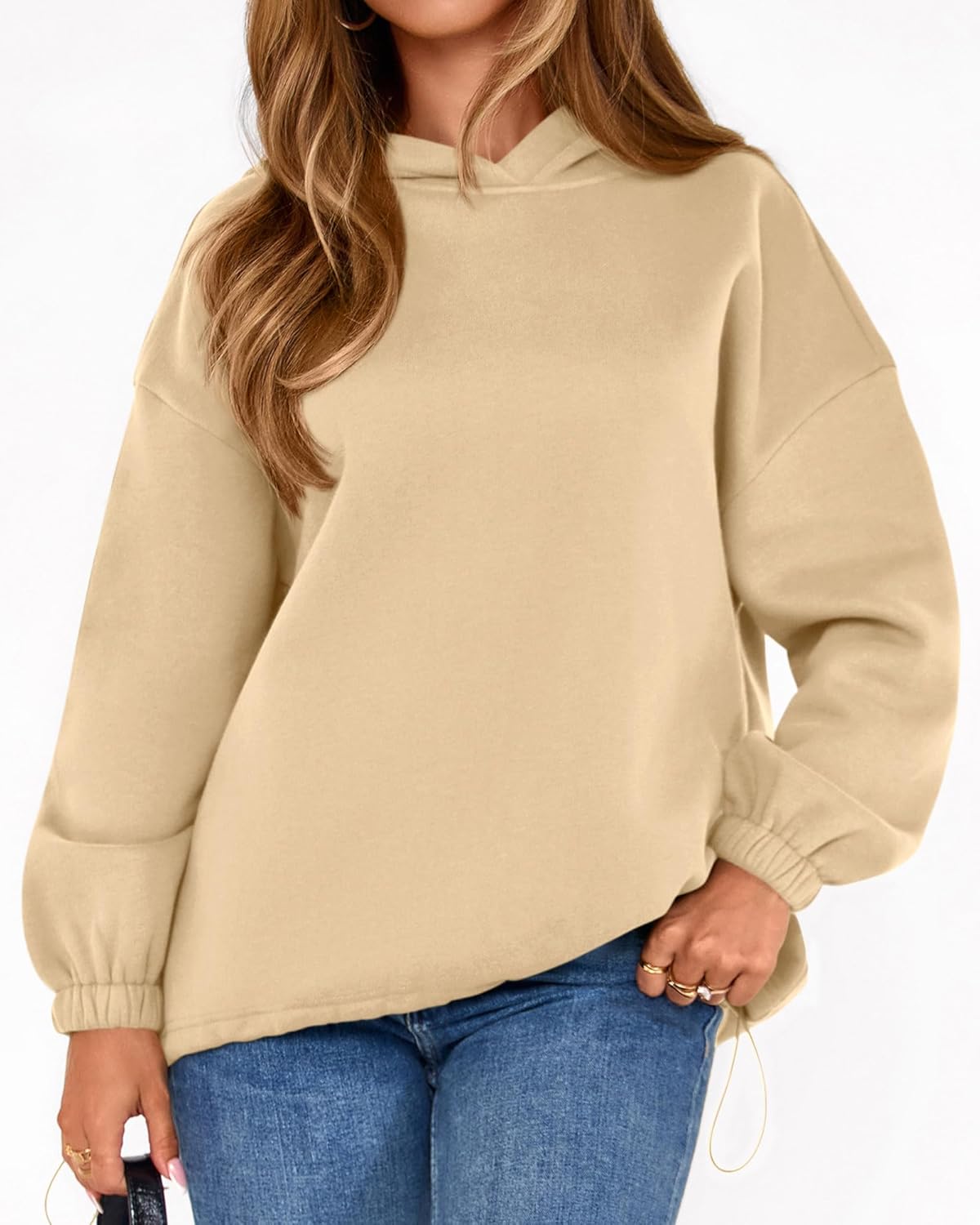 KIRUNDO Hoodies For Women 2025 Fall Fashion Hooded Oversized Sweatshirt Long Sleeve Fleece Pullover Trendy Winter Clothes - Image 3