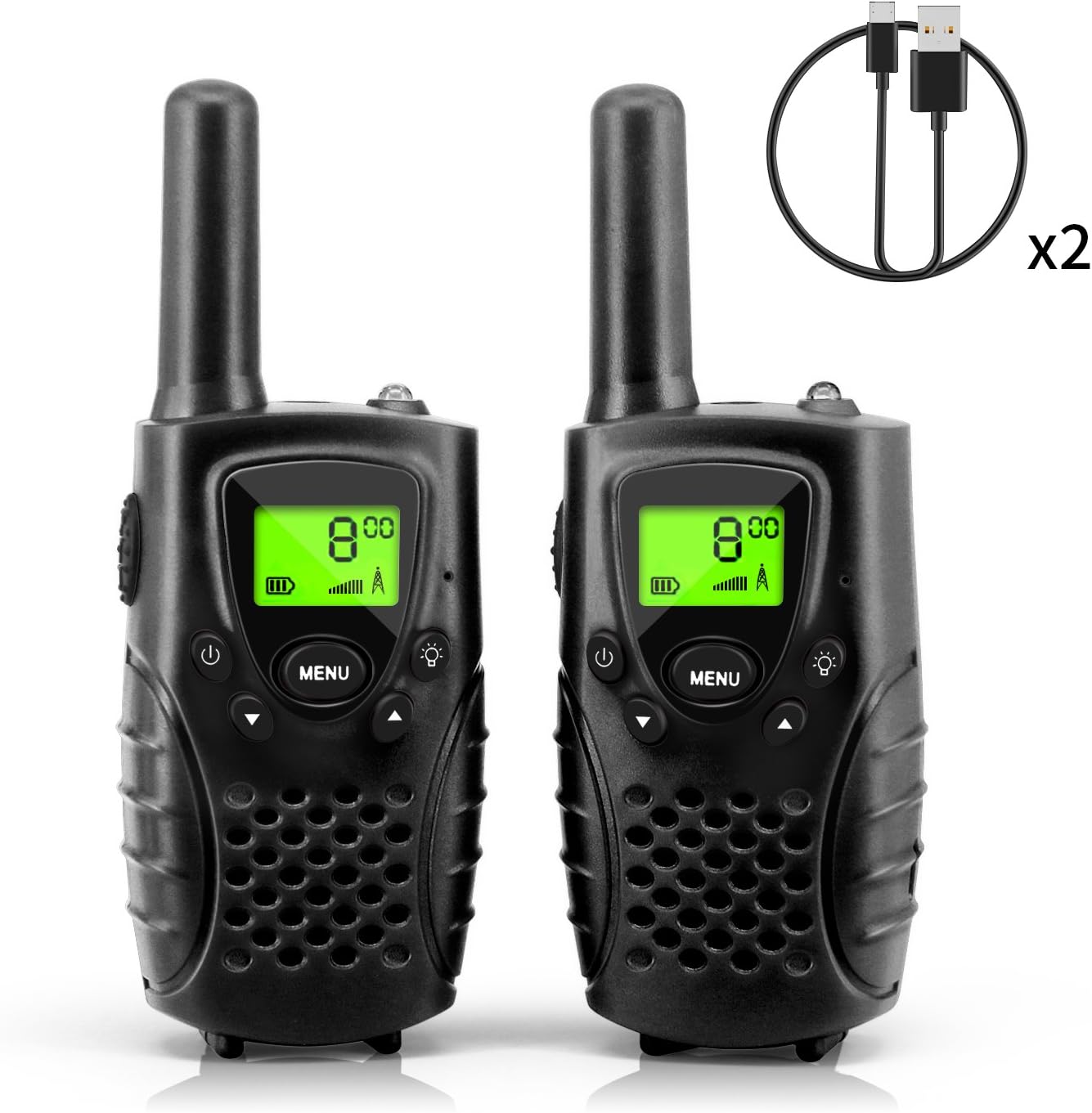 Waitiee 2pcs for Children 0.5 W 8 Channel Walkie Talkies with LCD Display Torch VOX Torch Radio Belt Clip Lock Screen Function Walki Talki Red