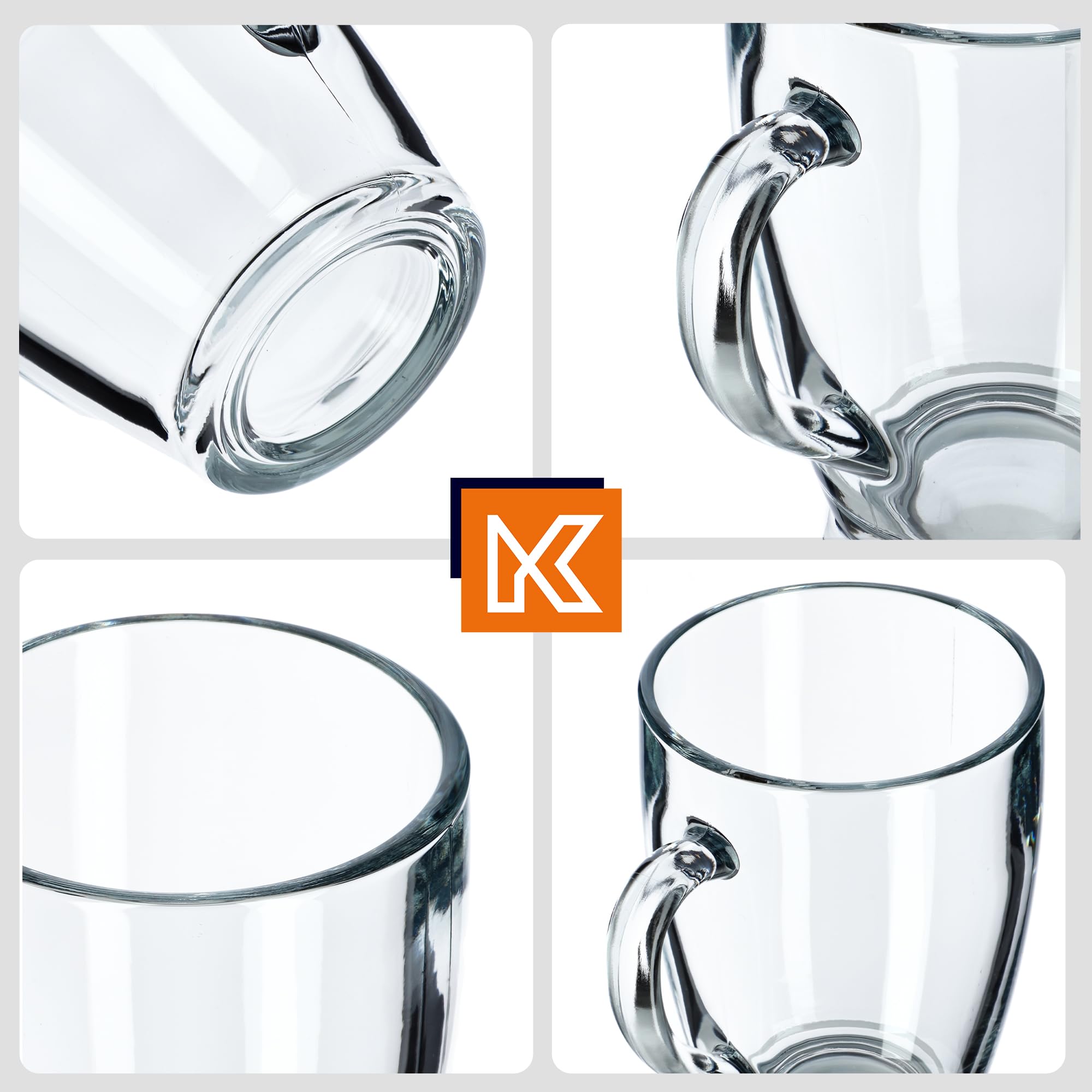 Set Di 2 Tazze Da Caffè In Vetro Con Coperchio In Bambù E Cucchiaio – 350 Ml, Trasparenti, Per Bevande Calde/Fredde - 3
