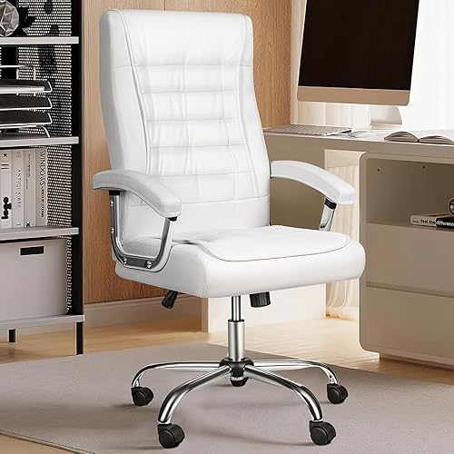 VITESSE Silla de oficina ejecutiva con respaldo alto, silla de oficina de cuero de 400 libras con reposabrazos acolchado, asiento ergonómico de