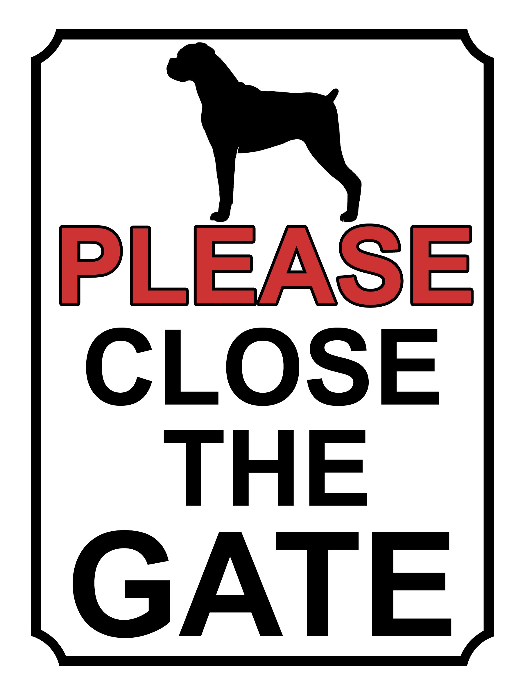 SHAWPRINT PLEASE CLOSE THE GATE DOG THEME METAL SIGN 200MM X 150MM (371H1)