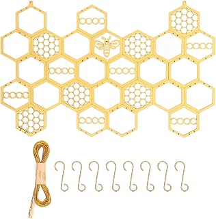 Hanging Earring Holder Honeycomb Earring Organizer Wall Mount Earring Display Wood Hanging Jewelry Organizer for Stud Earrings, Necklaces