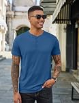 COOFANDY Henley Chemises coton manches courtes T-Shirt casual Bouton Henley Basic T Shirts pour homme