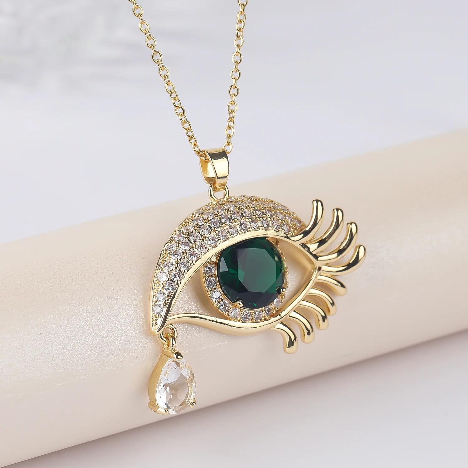 Collar de mal de ojo lleno de oro de 14 quilates para mujeres y hombres, collares de cristal grandes de 8 colores O cadena turca de la suerte, globo ocular de en