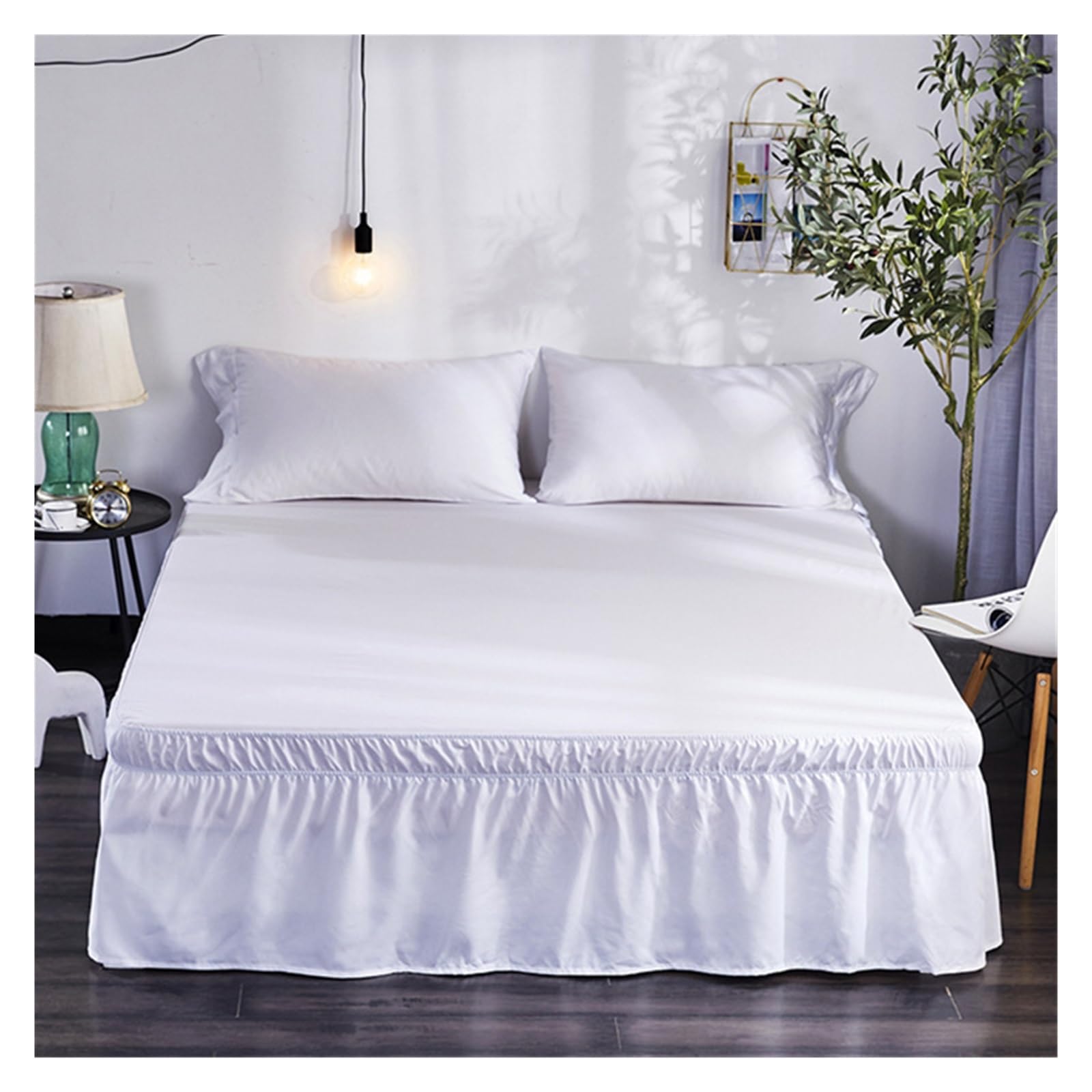 WWQQ Gonna Da Letto Bianca Con Elastici – Avvolgente, Senza Superficie, Altezza 41 Cm – Per Letti Twin, Full, Queen, King – Uso Hotel E Casa