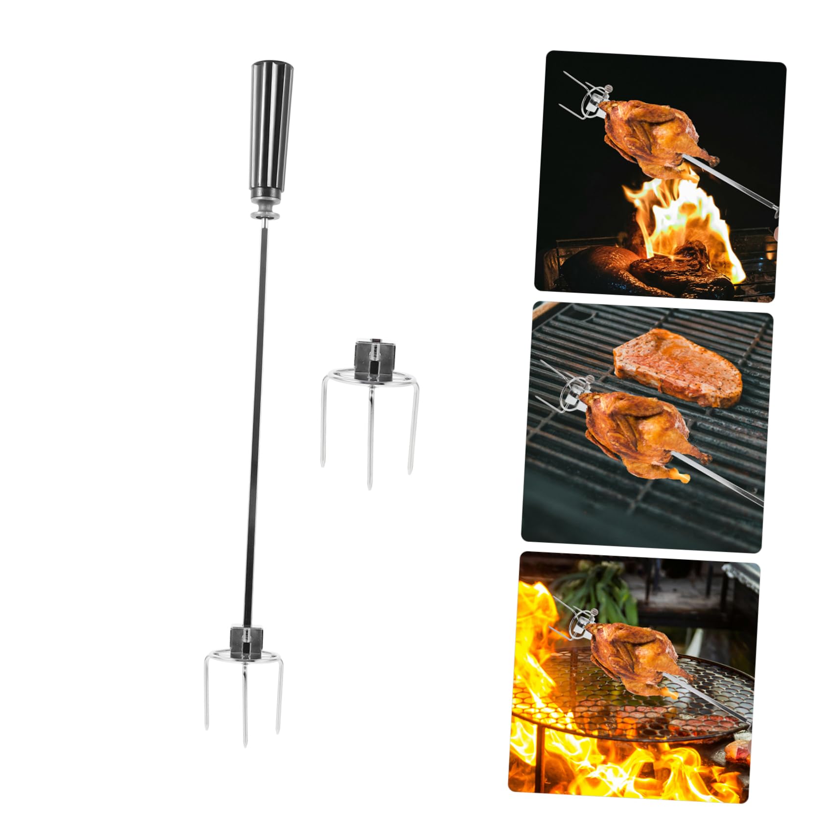 BESTonZON 2sets Forchette Per Arrosto Inossidabile Forchette Rotanti Per Bbq Accessori Per Friggitrice Ad Facili e Resistenti