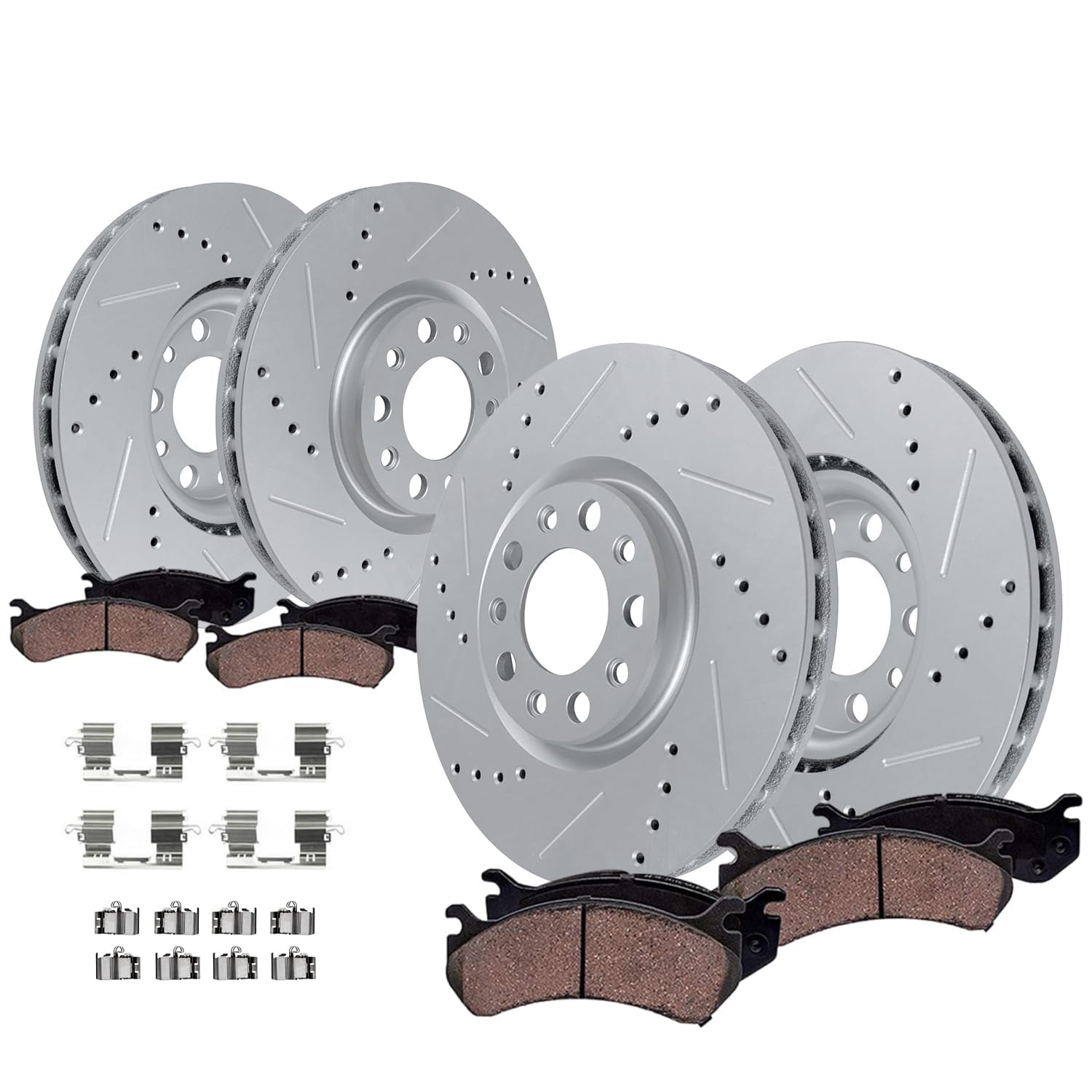 Detroit Axle - 8pc Brake Kit for Jeep 2020 2021 2022 2023 Gladiator, Drilled and Slotted Disc Brakes Rotors Ceramic Brake Pads Replacement : 12.99"