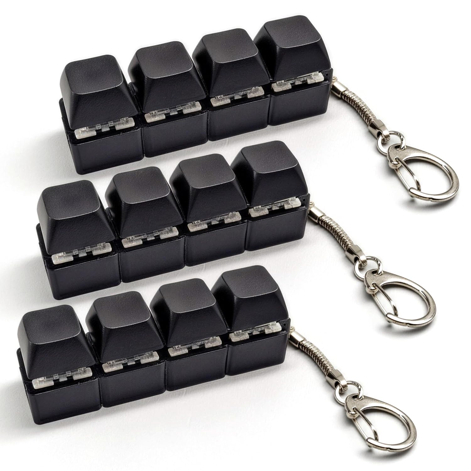 Steemjoey 3Pcs Keyboard Fidget Toy, 4 Button Keyboards Keychain, Mechanical Clicker Toys, Stress Relief Funny Portable Keyring Finger Decompression Toys for Kids and Adults Christmas Birthday Gifts