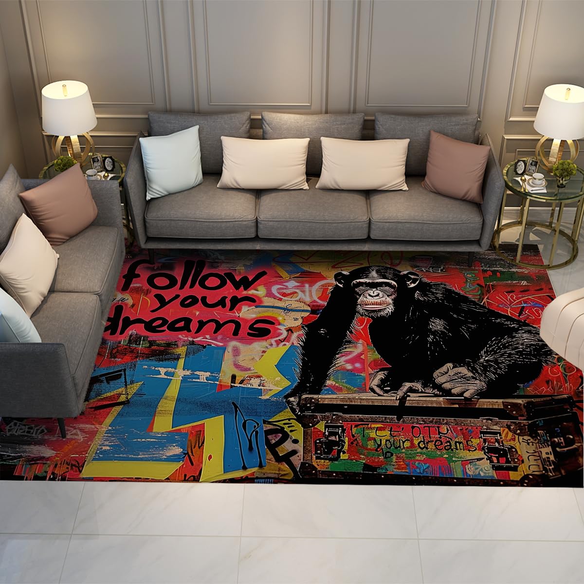 Tapis Graffiti Art Pop Art Dream Gorilla 80x150cm Lavable
