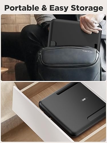 Miniatura 7 de SAIJI Escritorio de regazo a nivel de ojos, soporte para laptop con altura y ángulo ajustable, superficie de trabajo estable y resistente con