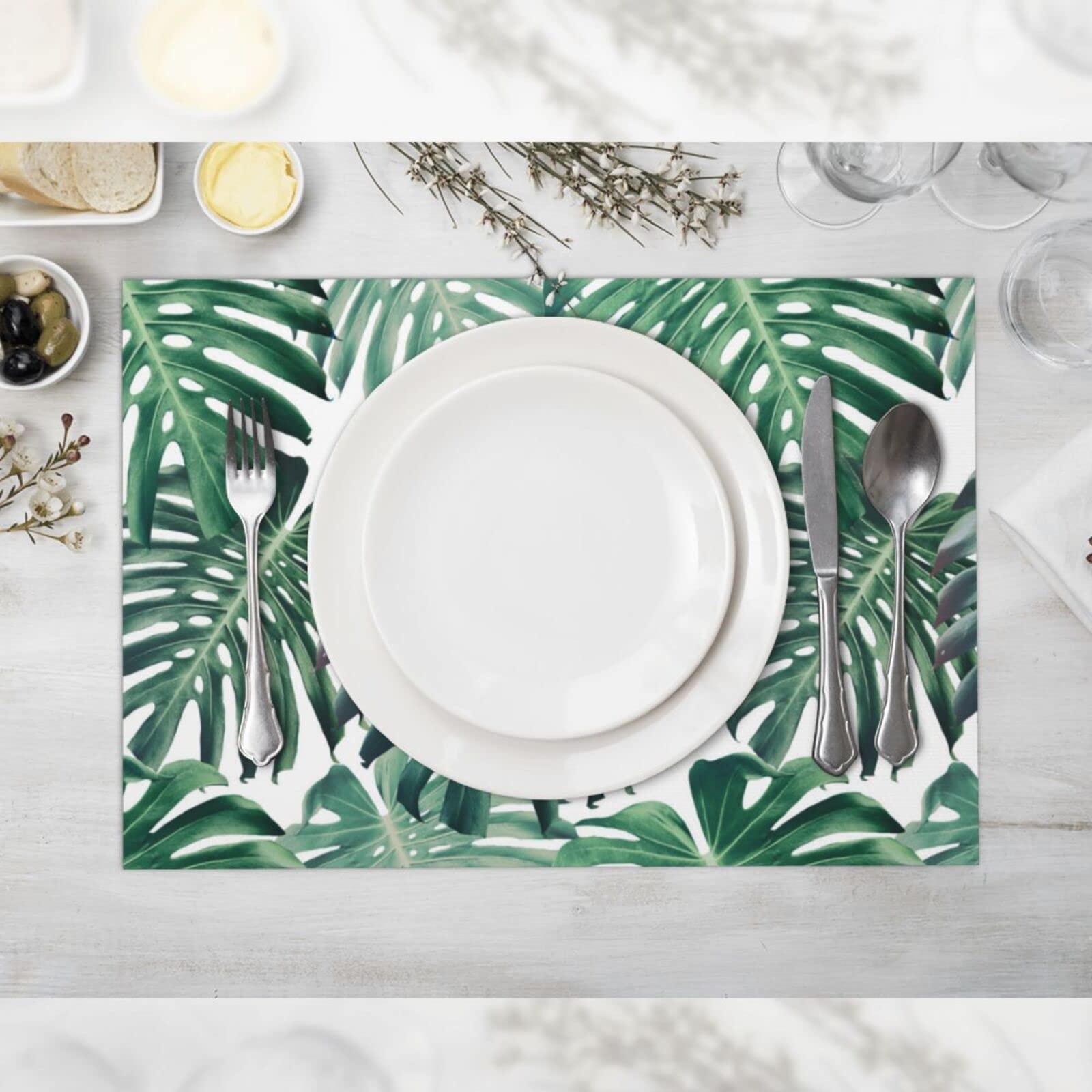 Tropische Monstera Bltter Tuch Platzsets fr Esstisch 4er Set gewebt  Platzsets rechteckig Stoff Tischsets : Amazon.de: Kche, Haushalt & Wohnen