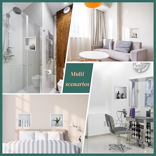 Miniatura 7 de Shower Niche - Organizador de estante individual de 12 x 12 pulgadas, color blanco mate, no necesita azulejos, acero inoxidable 304 moderno en nicho