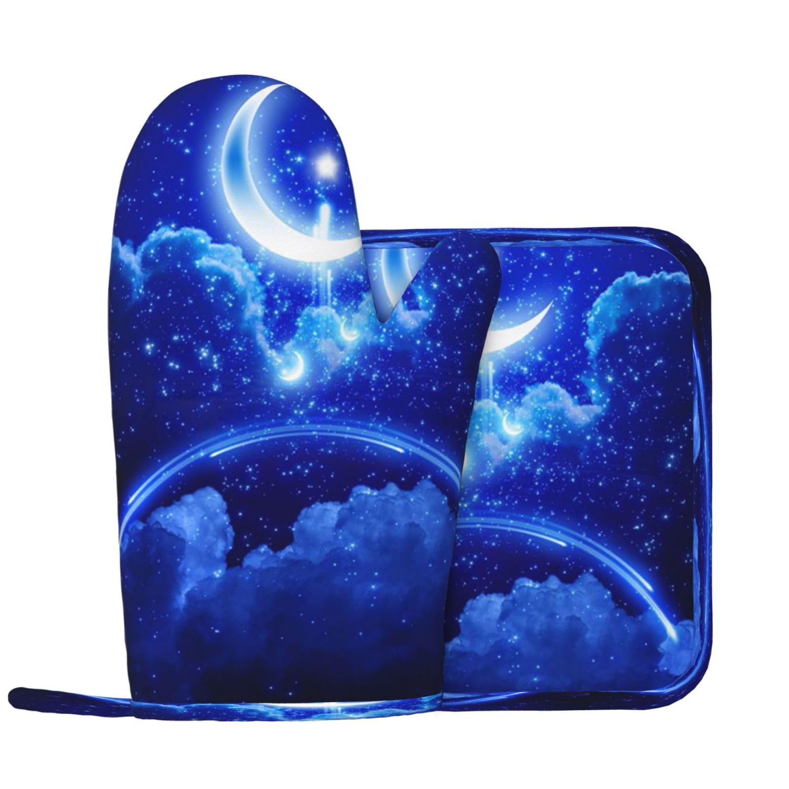 Maniques Cuisine Résistantes à La Chaleur – Lot De 2 – Motif Galaxy – Doublure Coton Antidérapant - 6