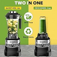 Vista 2 de Professional Blender 2000W, Smoothie Countertop Blenders for Kitchen,7 Preset Programs for Ice Crush/Frozen Drinks/Dips/Nut Butter, High Speed