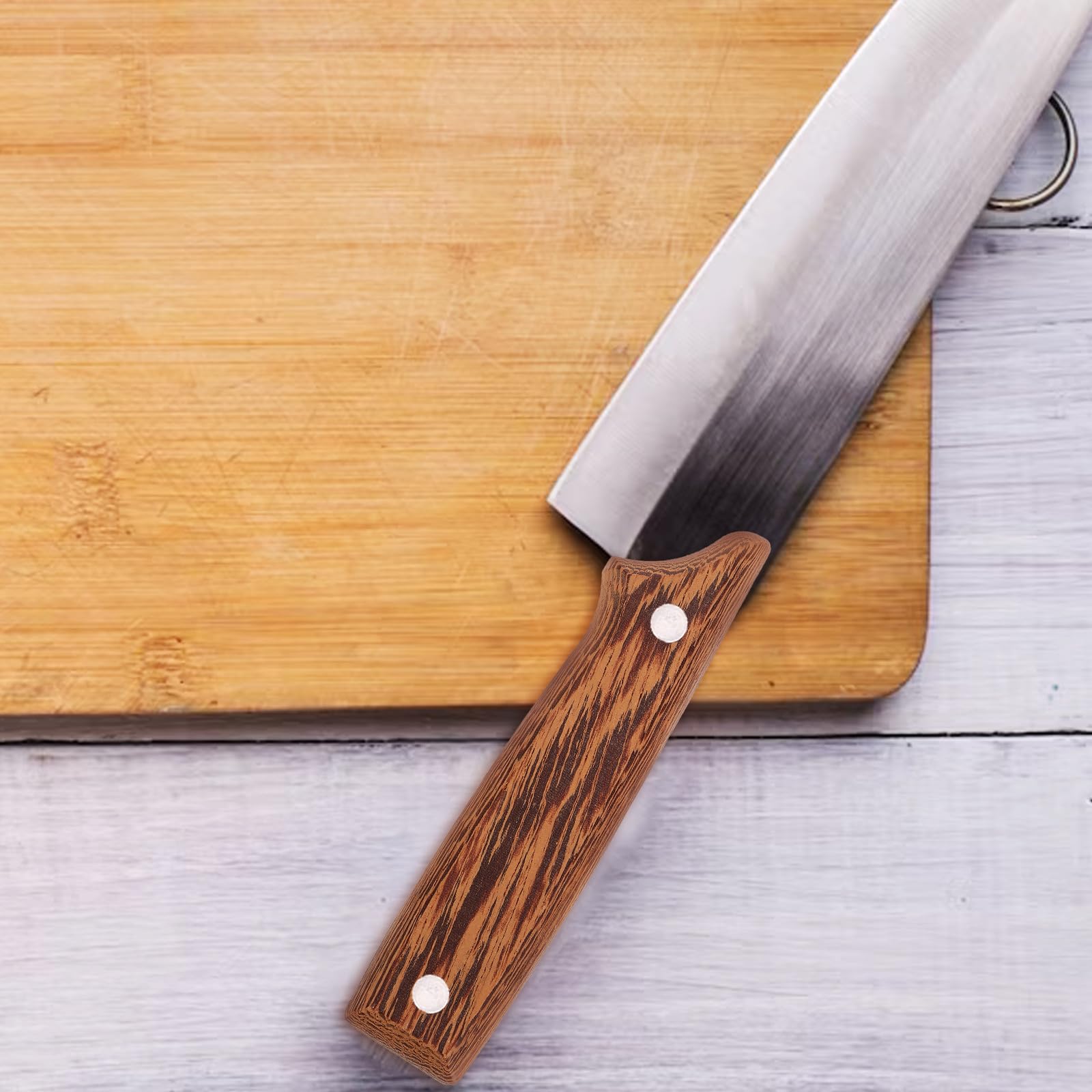 Manici Antiscivolo Legno da Coltelli Pezzi 2 Marrone Cucina Impugnatura Ricambi