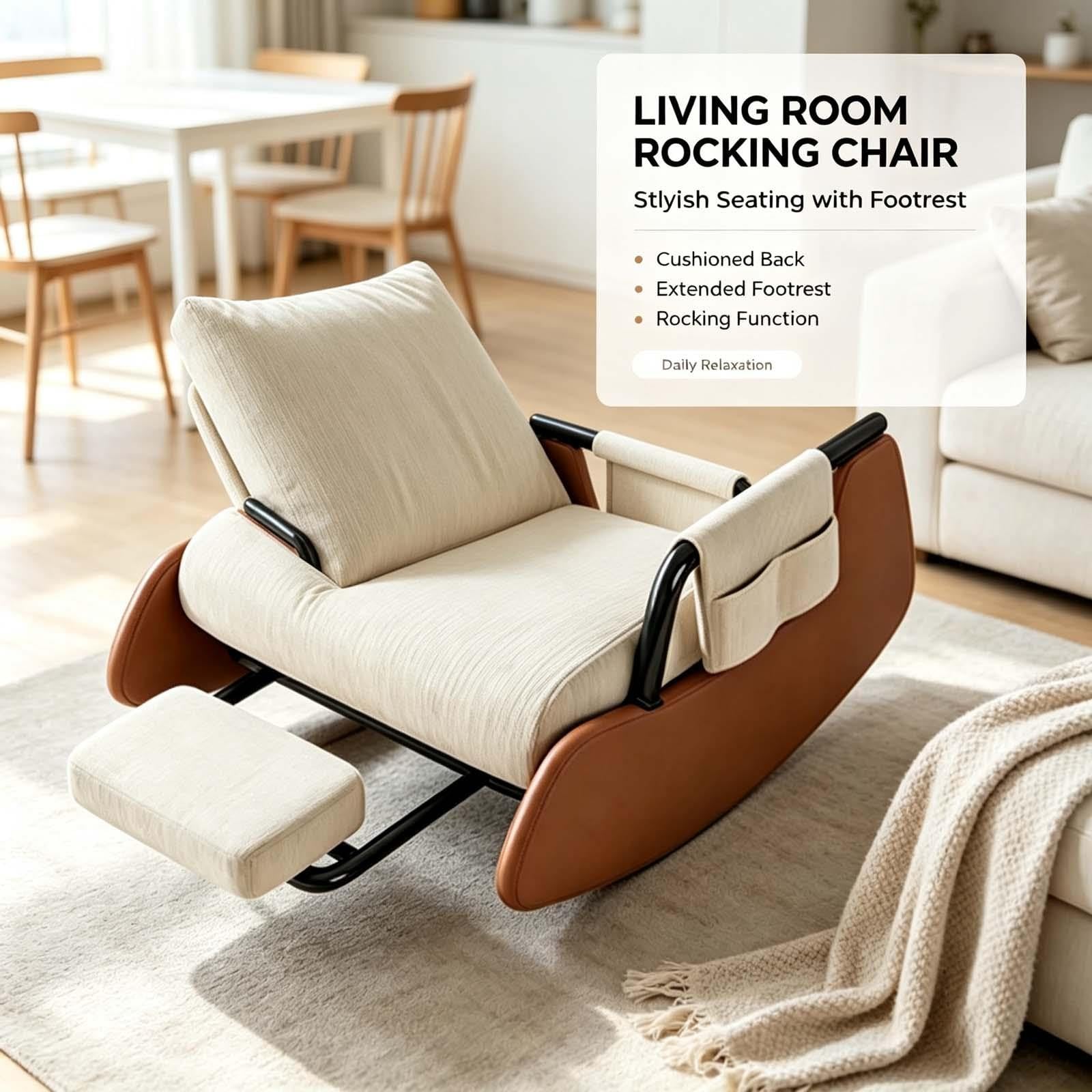 Fauteuil à bascule avec repose-pieds, fauteuil inclinable ergonomique