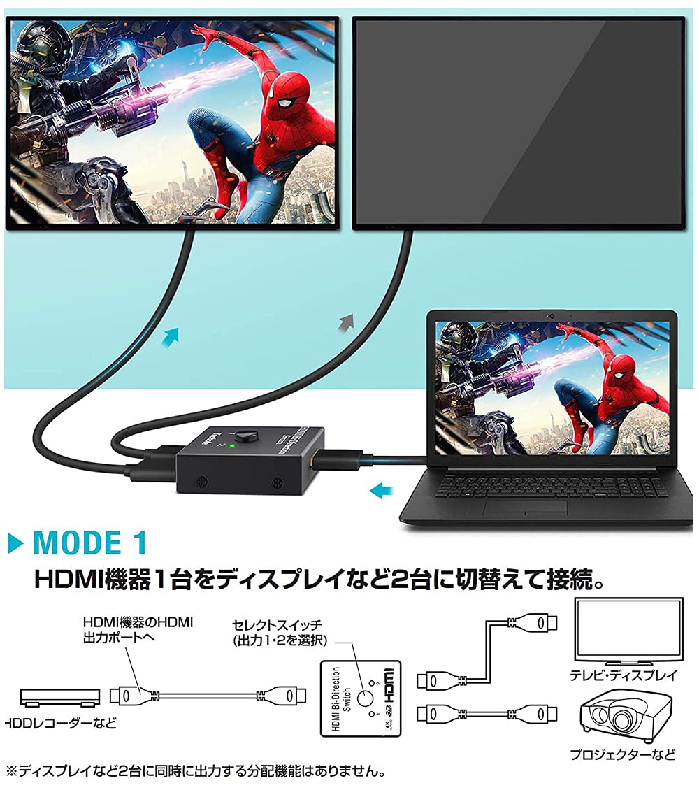 Amazon | HDMI切替器 HDMI分配器 2入力1出力/1入力2出力 Deear 双向