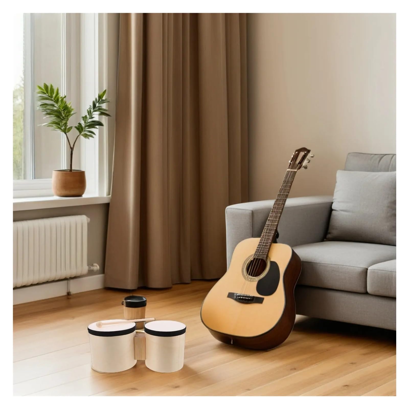 Bongos 1 Juego de batería Bongos madera, instrumento percusión manual doble superficie 5 pulgadas y 6 for principiantes, educación musical, práctica baile