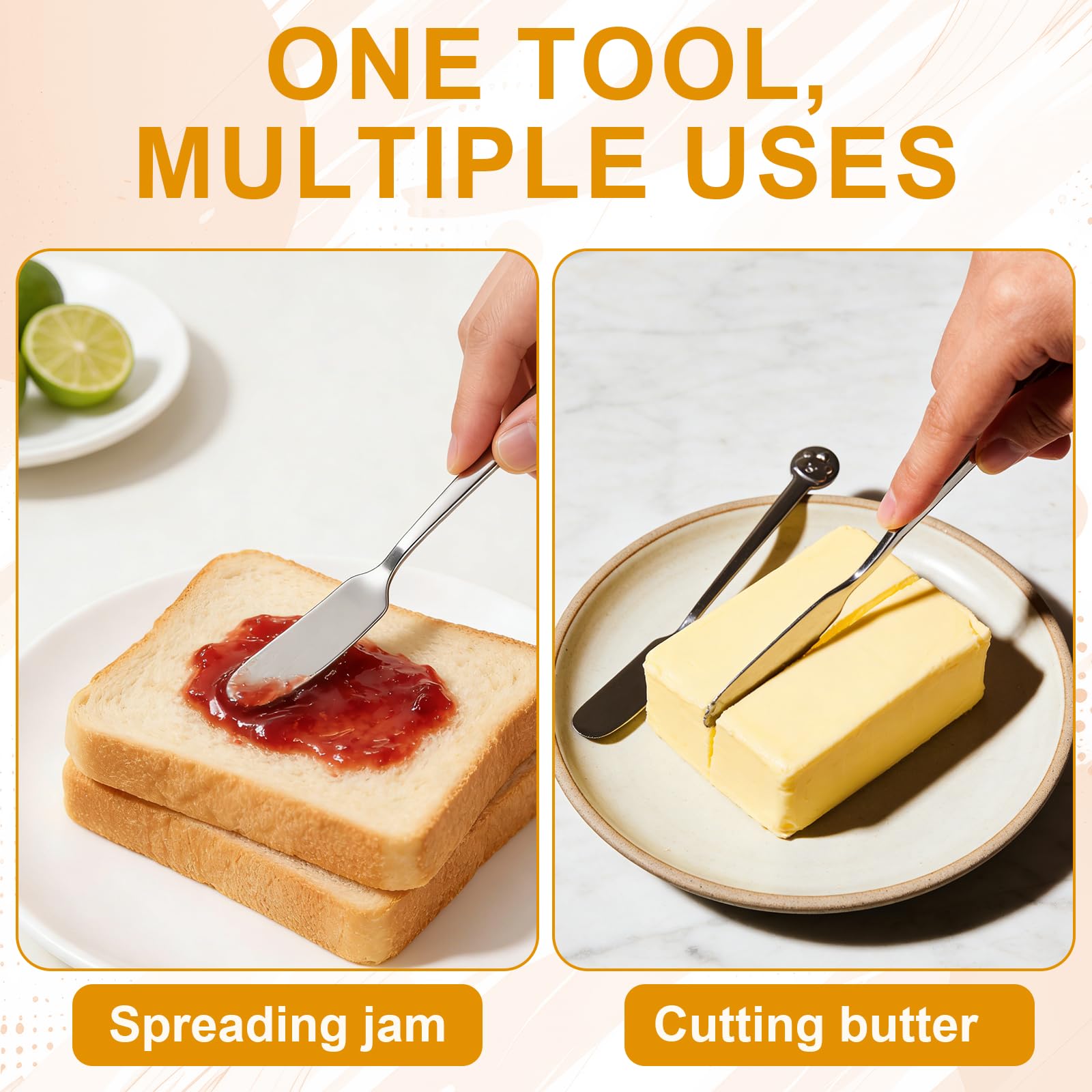 Cuchillo Mantequilla, Cuchillo Untar, Cuchillo Queso de Acero Inoxidable Juego de 4 con Diseño Panda Y Filo Romo para Untar Mantequilla Mermelada y Cremas Longitud 16, 8 Cm