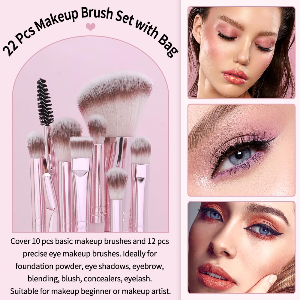 Makeup Brush Set 22Pcs Professional Makeup Brushes Foundation