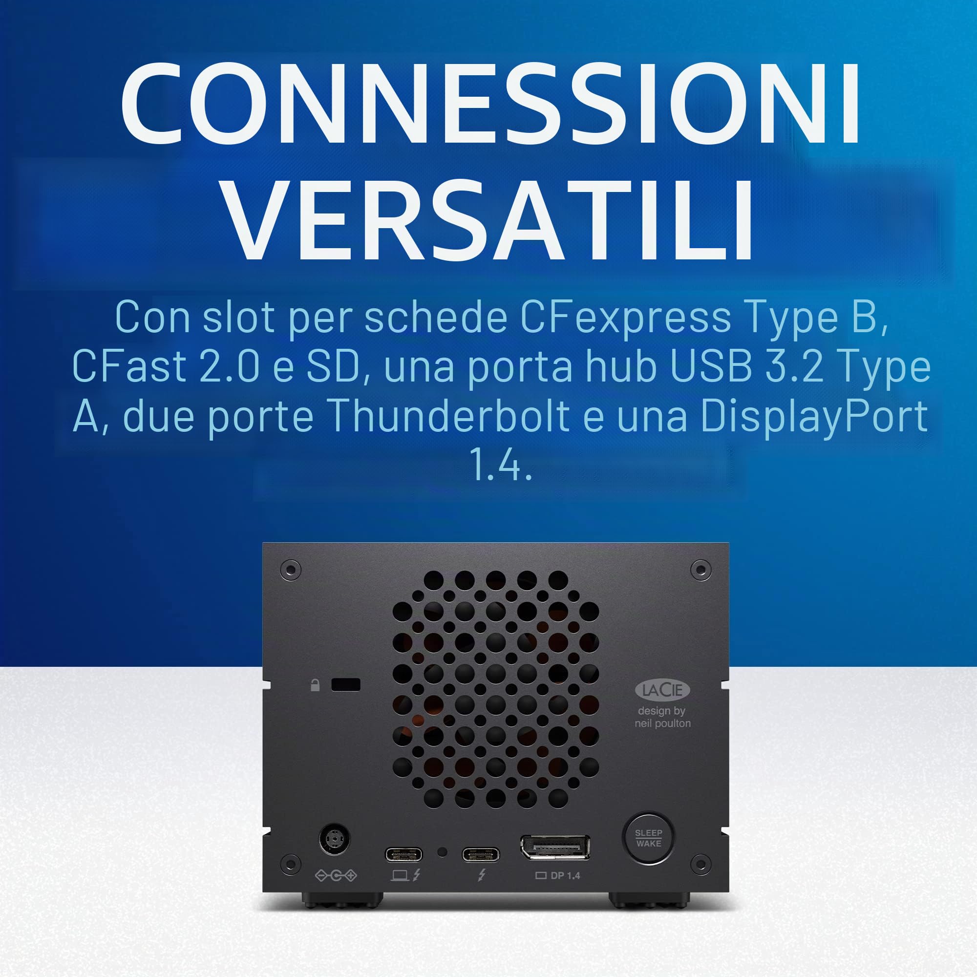 LaCie 2big Dock RAID, 40TB, Unità disco estern, Porte Thunderbolt 4, PC Mac iPad & iPhone, Data Rescue Service (STLG40000400)