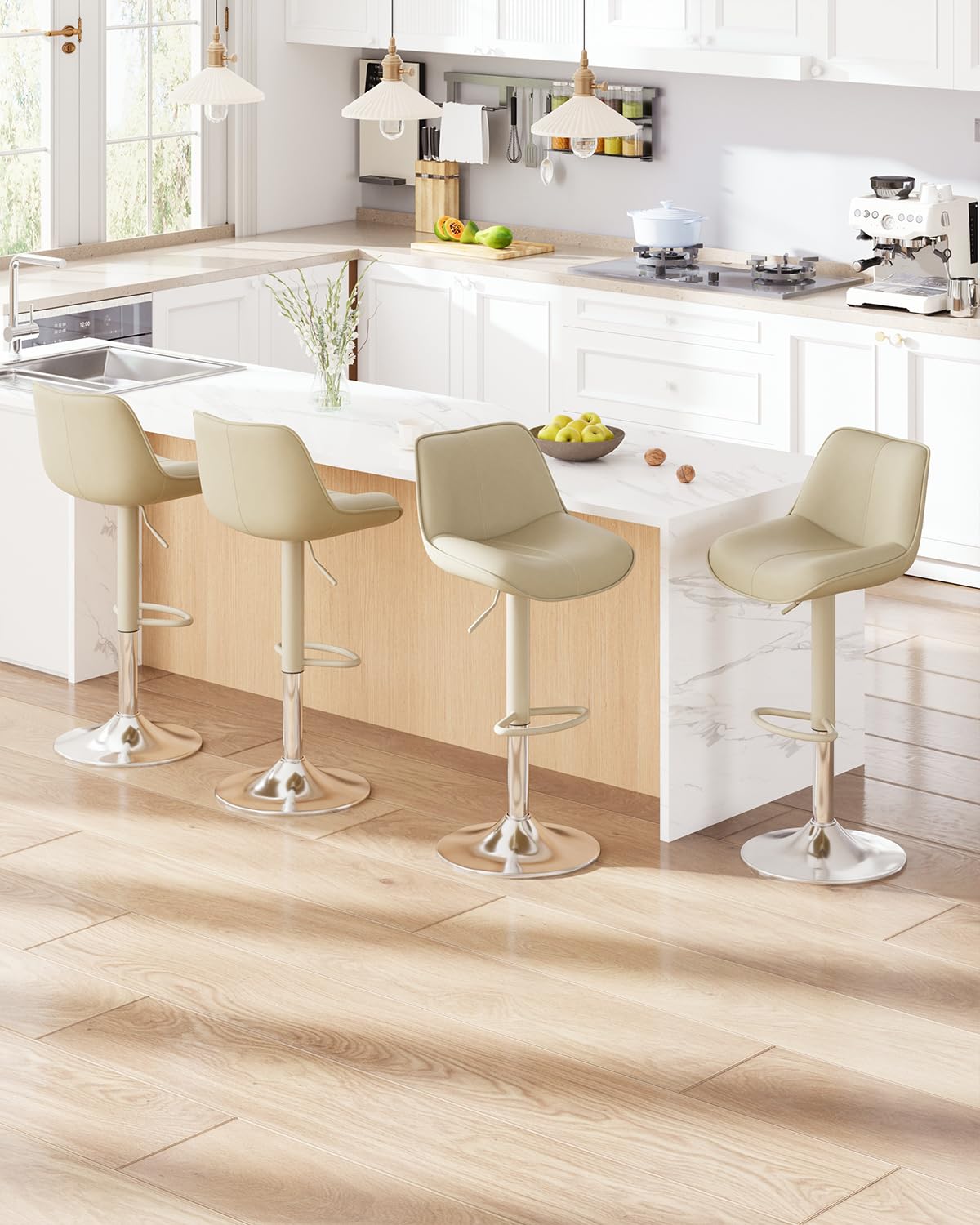 Homixis Bar Stools Set of 4 Beige