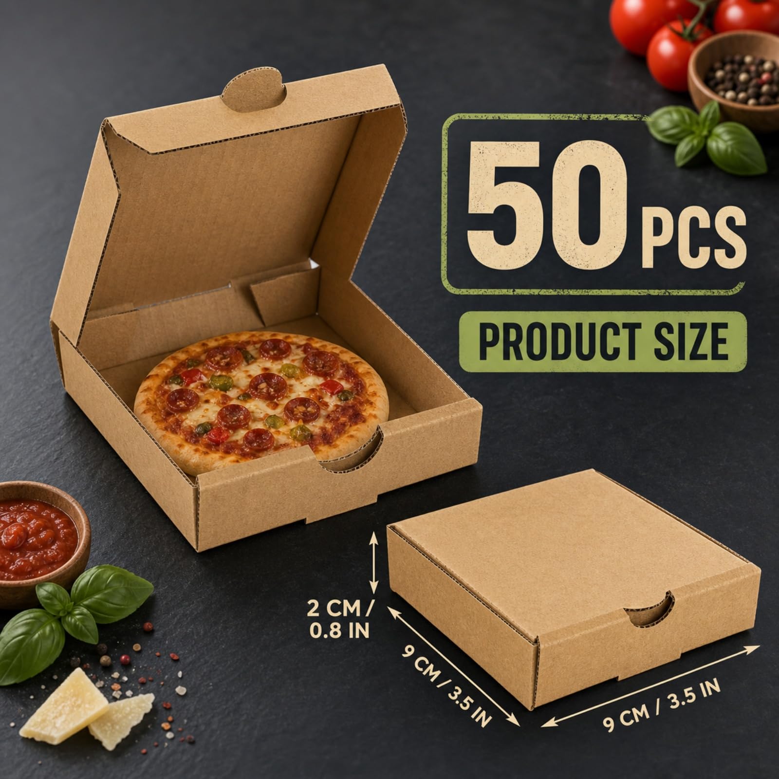 Amazon.co.jp: RHBLME ミニピザボックス 50個パック 3.5 x 3.5 x 0.8