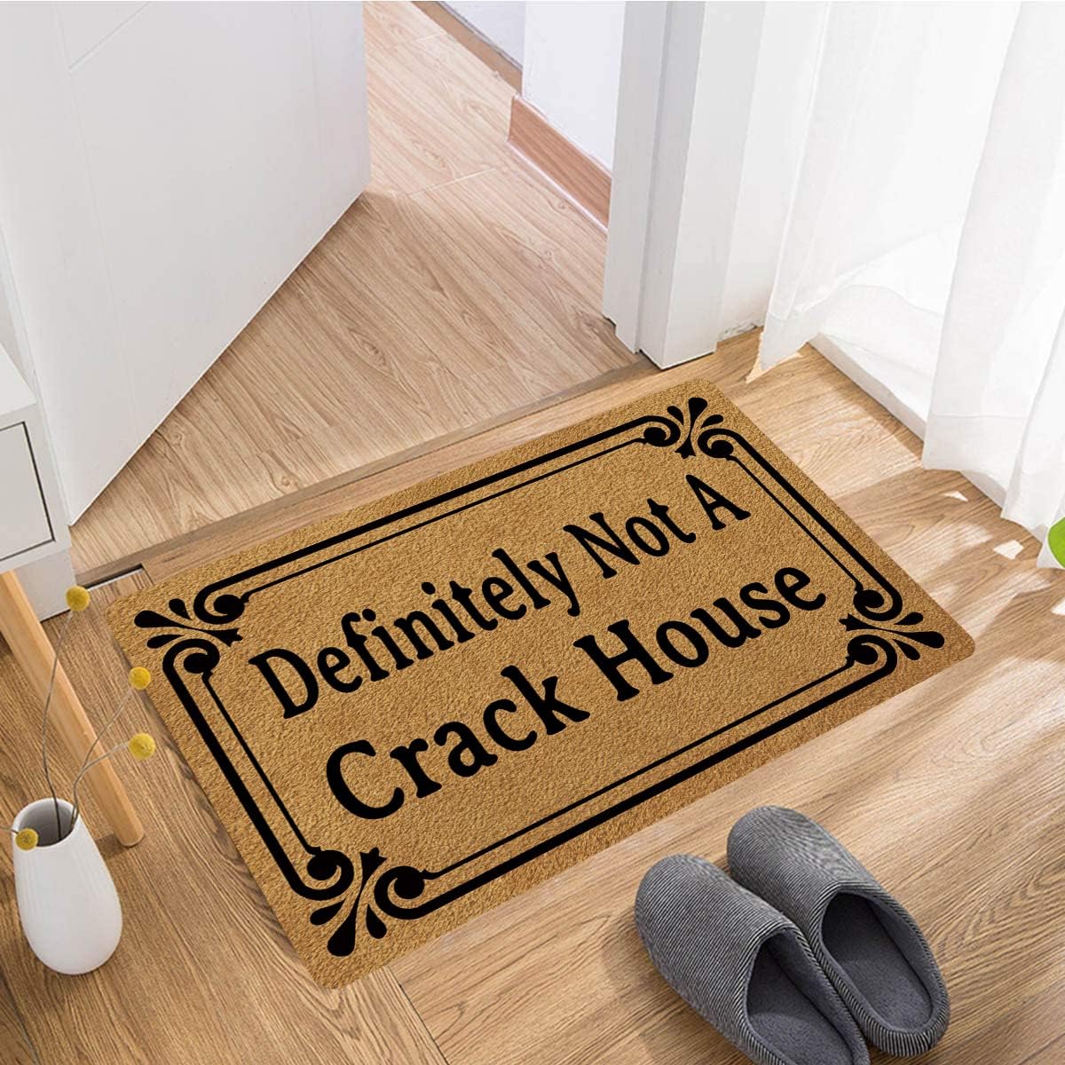 FunXiLin Welcome Door Mats for Home Decor (23.6 x 15.7 inch) Funny Mats with Anti-Slip Rubber Back Kitchen Rugs Personalized Doormat for Entrance Way (Definitely Not A Crack House)