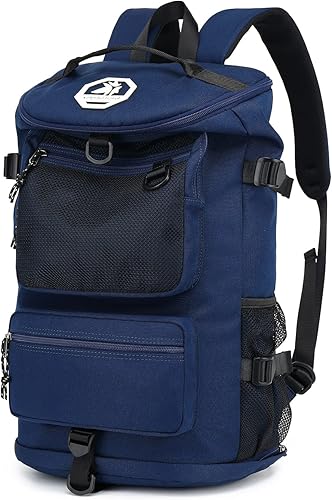 Miniatura 12 de Bolsa de lona de gimnasio Kalesi con compartimento para zapatos, mochila impermeable de 4 vías para viajes, deporte, senderismo, portátil, Negro