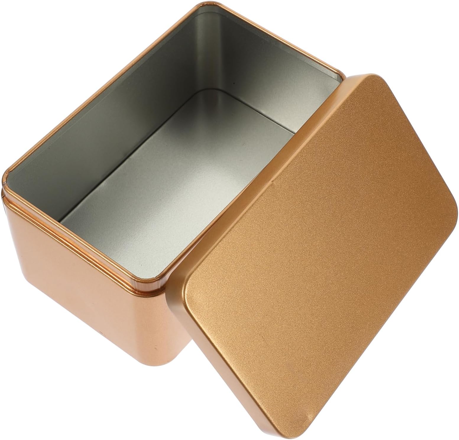 Mikinona Tinplate Rectangular Tea Leaf Storage Container 13x8x6cm Metal Box with Press-top Lid for Lip Balms and Candy Organiser