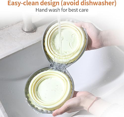 Miniatura 5 de Cuencos plegables para perros, 2 en 1 para mascotas, portátil, doble tazón, alimentador de alimentos para agua, viajes, campamento y caminar, 25