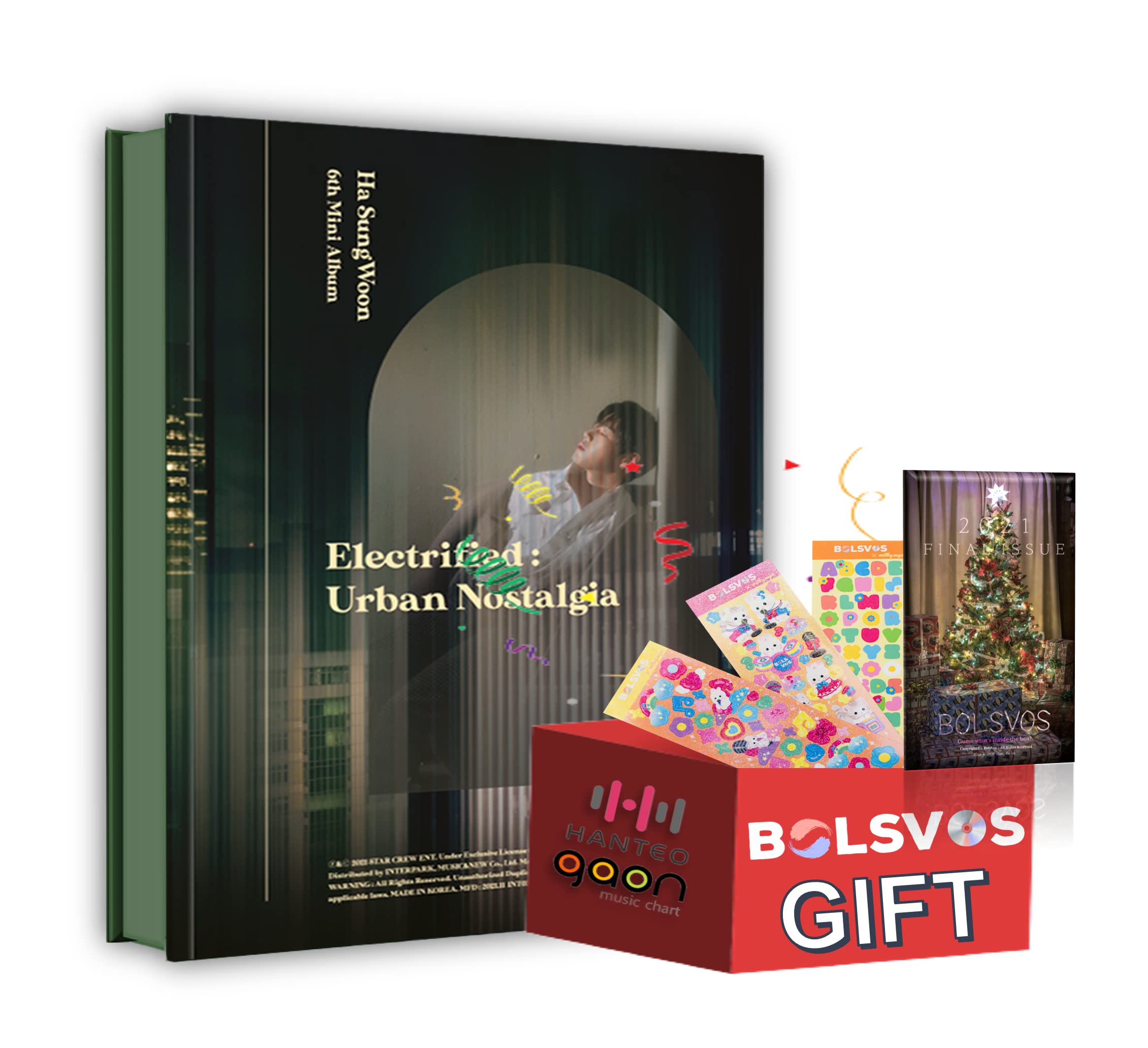 Ha Sung Woon- Electrified : Urban Nostalgia (6th Mini Album) 1Album+BolsVos K-POP Webzine (28p), BolsVos TopLoader Stickers, Photocards