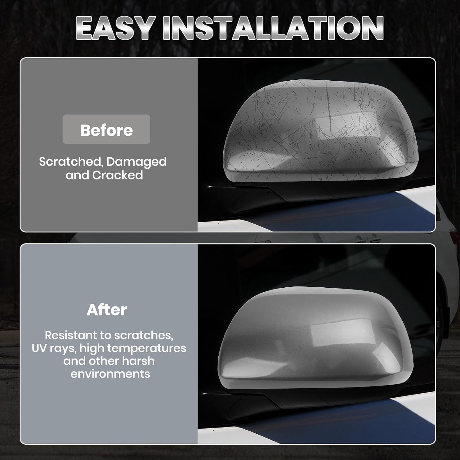 Compatible with 2012-2020 Toyota Sienna Left Side Mirror Cover Cap, Gray Driver Side Clip-on Mirror Cap Replacement Without Turn Signal Light Replaces for 87945-08021-B1