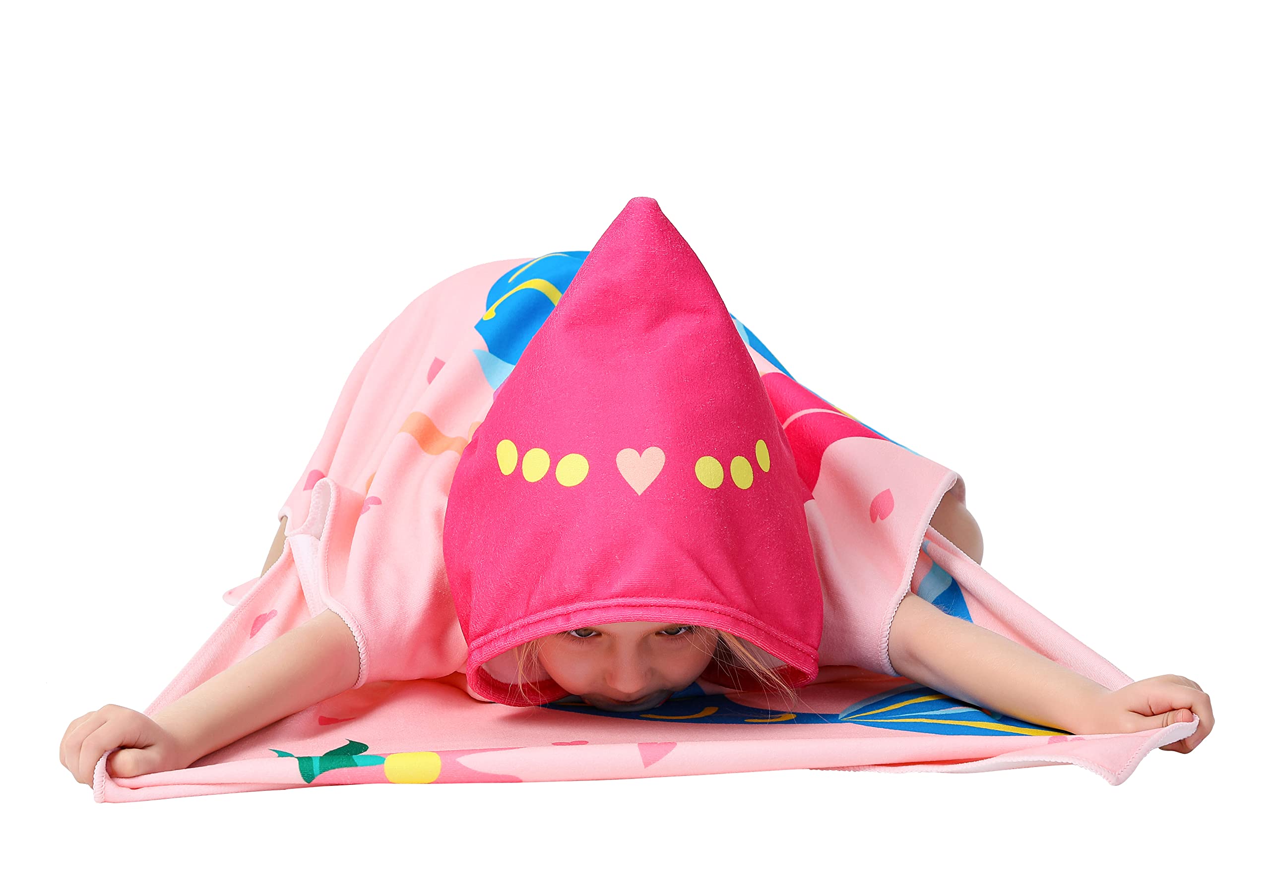 Poncho de toalla de playa con capucha de sirena rosa para niños y niñas, para baño, piscina, natación, poncho de baño de microfibra suave y ligera