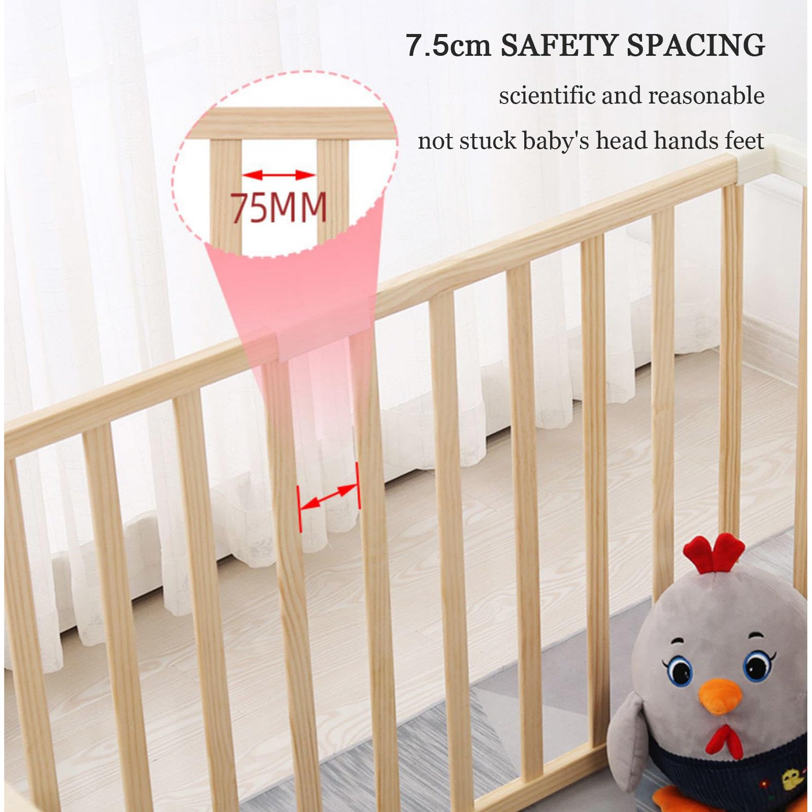 Box per Bambini in Legno, Grande Recinto per Bambini, Recinto per Centro attività per Bambini, Parco Giochi di Sicurezza per Neonati, Box Bambini Pieghevole/Portatile,110x110cm