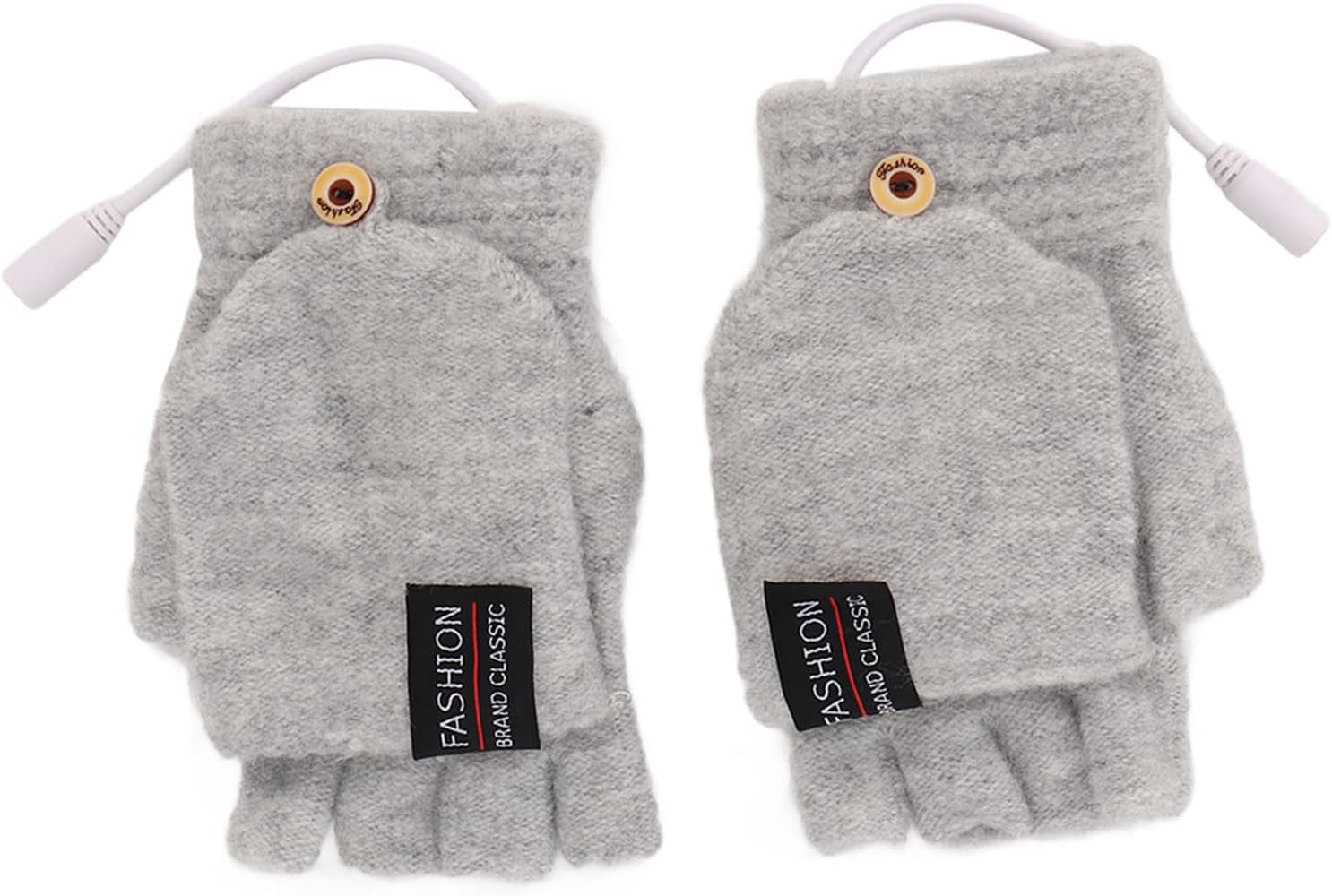 Electric Heated Gloves, Heating Gloves Half Hands Warm Electronic for Indoor (Silver Gray)