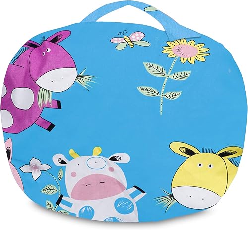 Miniatura 215 de Posh Funda de Silla Puf Rellenable para Almacenamiento de Animales de Peluche para Niños - Organizador de Juguetes Infantiles, Grande-38 - Lona