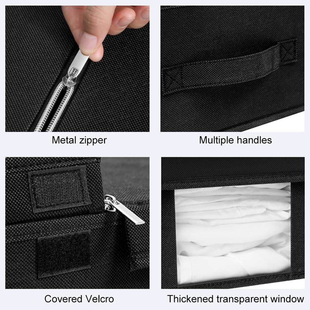 Bolsa de almacenamiento bajo la cama con ventana transparente, bandeja de almacenamiento para ropa, gran capacidad con cremallera para ropa de cama, almohadas, manta (120 x 41 x 15 cm)