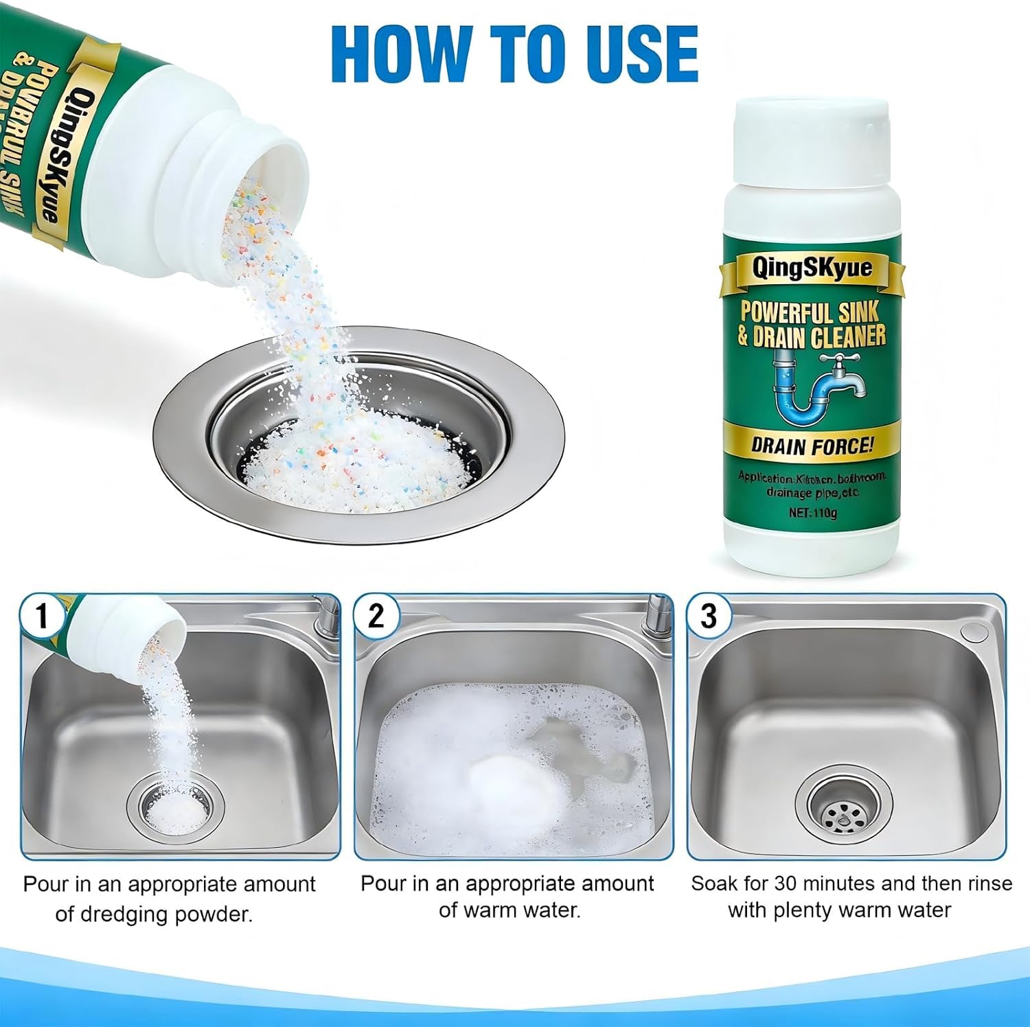 Pipeline dredging agent Drain Clog Remover Heavy Duty Drain Cleaner Powder