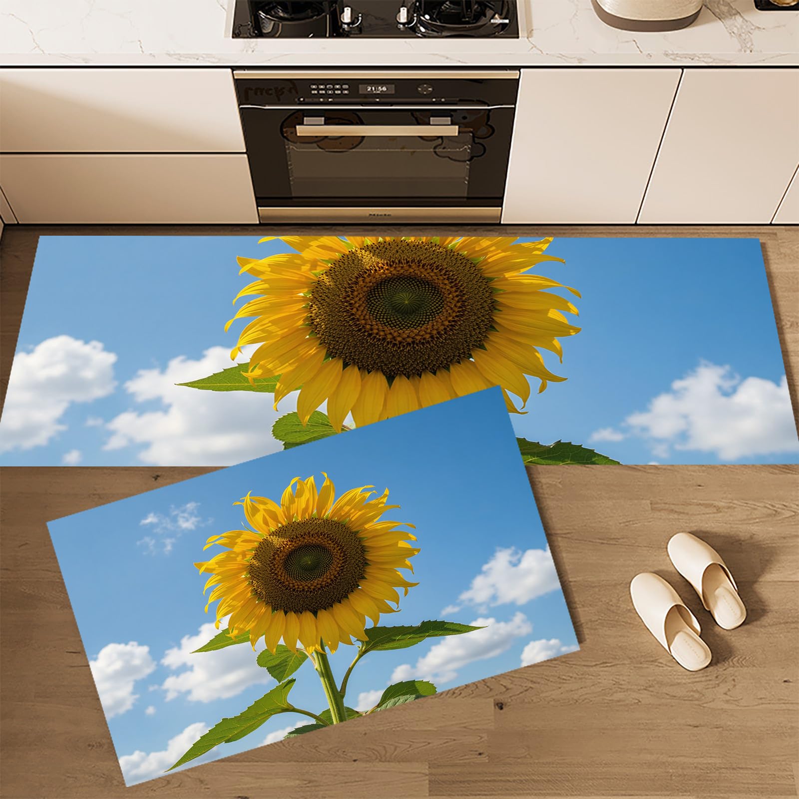 Tapis de cuisine antidérapants lot de 2 lavables jaune tapis de station debout confort