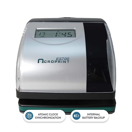 Acroprint Electronic Time Recorder, Accommodates Right or Left-Hand Time Cards, Selectable Hour Format (RM500)