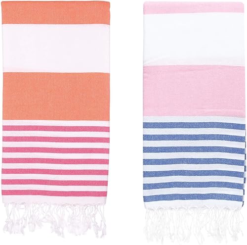 Juego de 2 toallas de playa turcas de gran tamaño de 38 x 71 pulgadas, 100% algodón turco, ligeras, sin arena, de secado rápido, toallas de baño