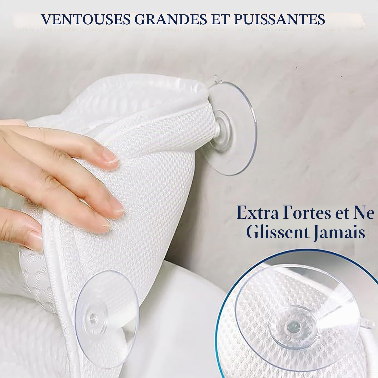 Coussin Baignoire,Coussin de Baignoire Coussin Baignoire Adulte Oreiller de Bain 4D avec 6 ventouses puissantes soutient la tête Le Cou Le Dos pour Tous Types de Baignoire