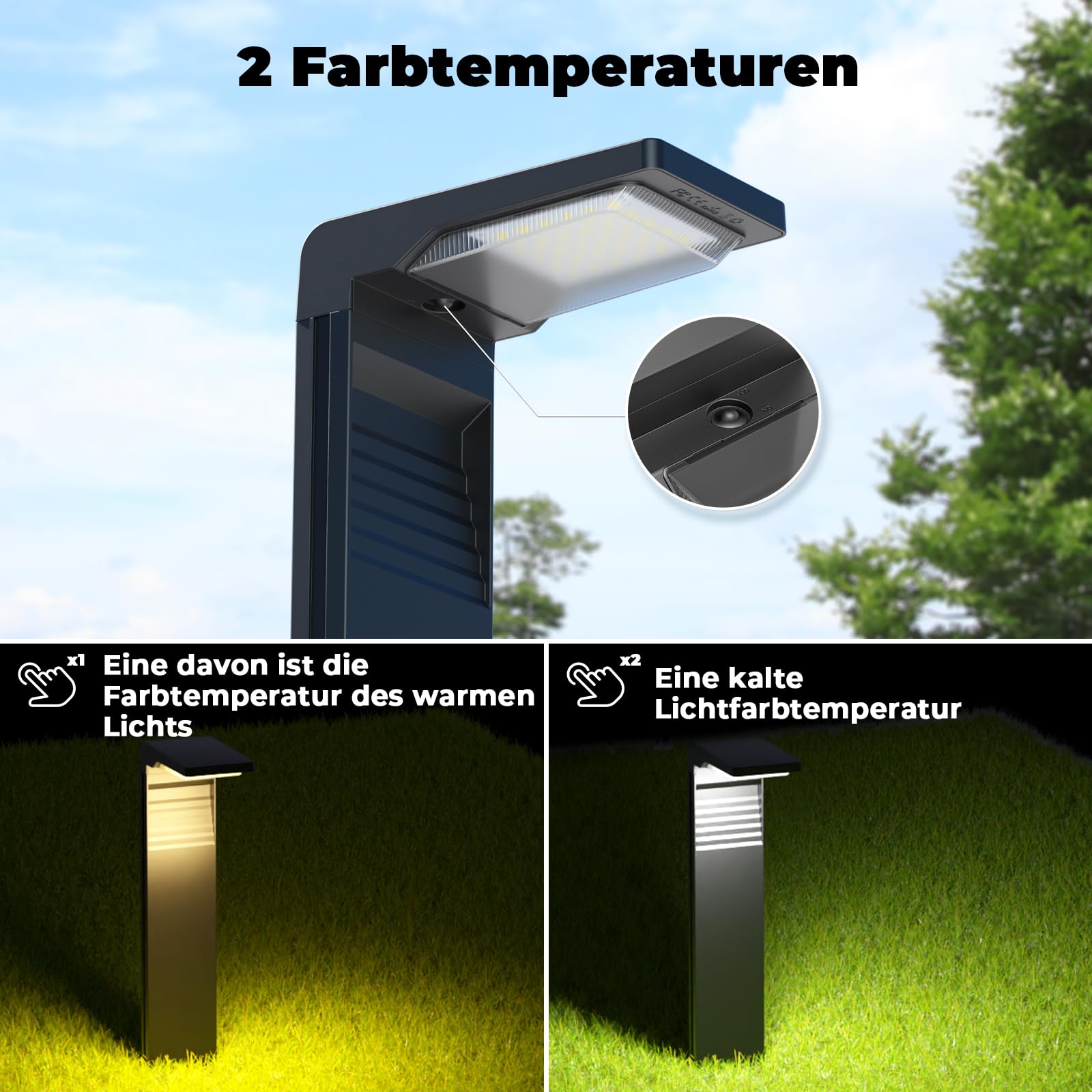 OUSFOT Solarlampen für Außen Garten 6 Stück 32 LED Wegeleuchten Außen Mit 2 Farbtemperaturen IP65 Wasserdicht Garten Solarleuchten für Außen Boden Pfad Abordage