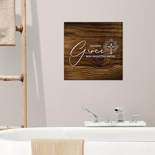 Miniatura 5 de Madcolitote Rustic Bible Verse Wood Signs Amazing Grace How Sweet The Sound Wall Art Retro Scripture Wood Plaque Farmhouse Wall Decor for Home Man