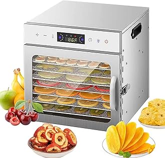 Foloose Food Dehydrator Machine Dehydrator Vegetable Fruit Dehydrator with 24H Timer and Light 8 Drying Racks 800W 30-90℃ with Touchscreen Control and Visible Window for Home Commercial ﻿