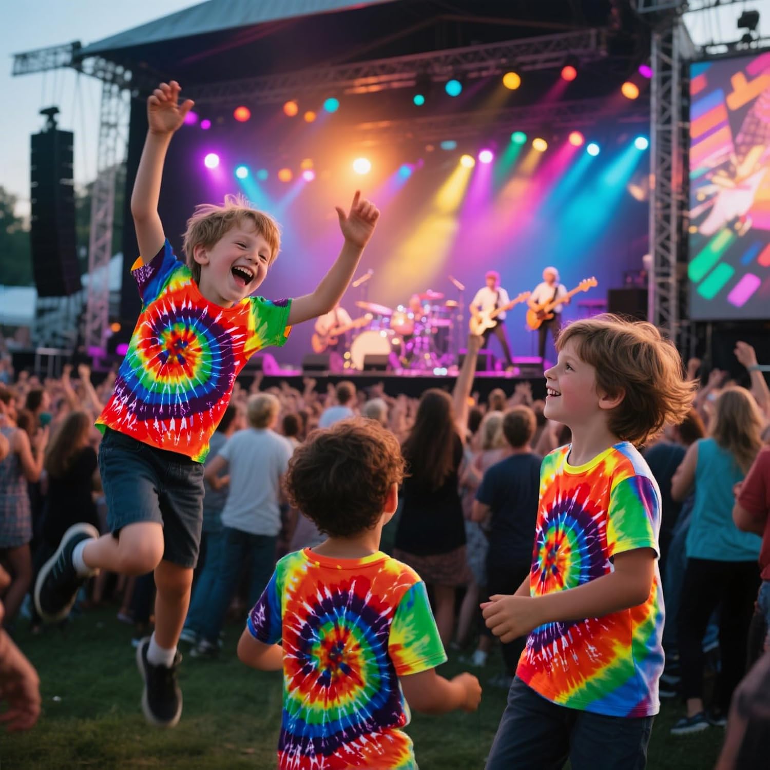 Boys Tie Dye Shirt Size 4-14 Hippies Senior Rainbow Tees T Shirts for Kids - Image 3