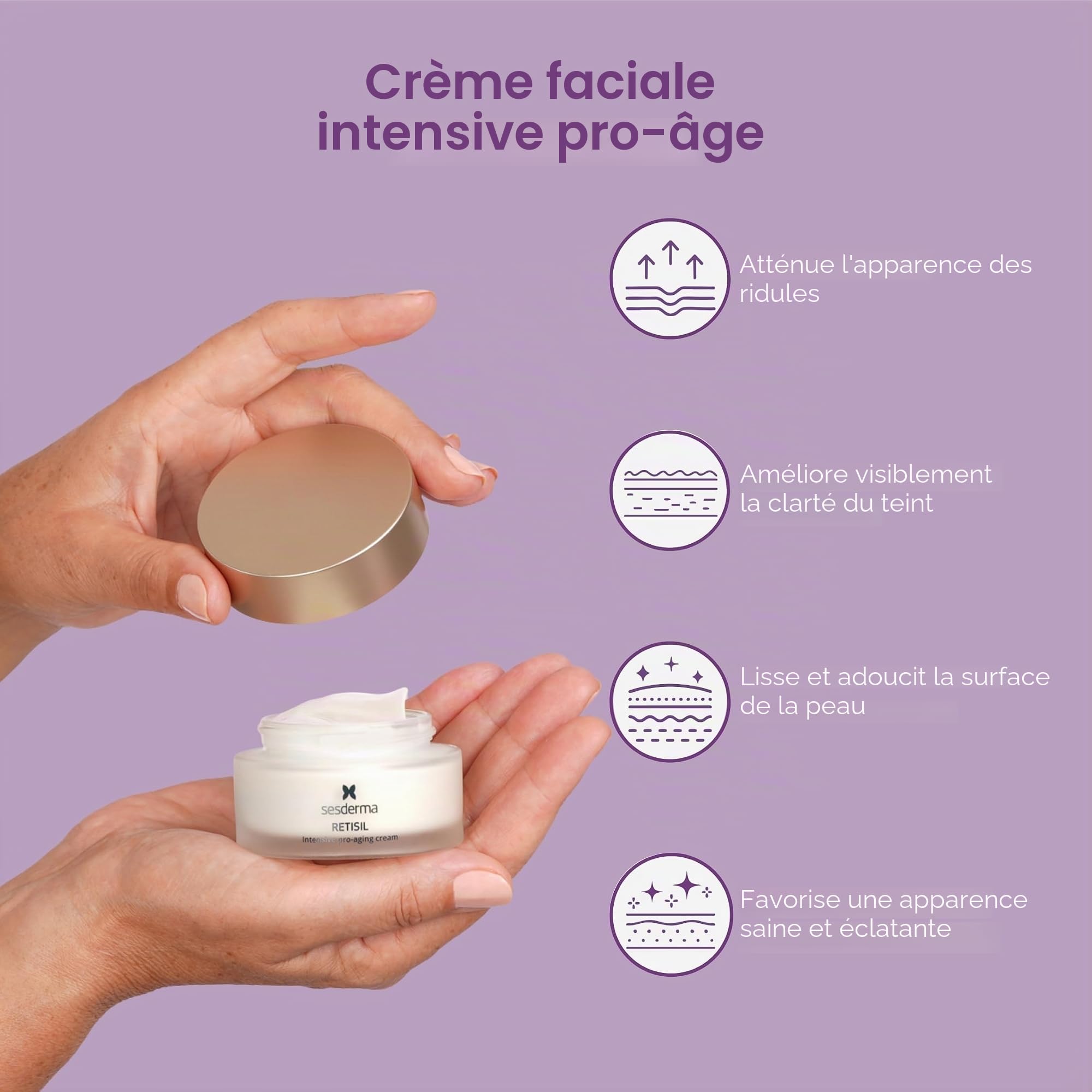 Sesderma Retisil Intensive Pro-Aging Cream 50 ml – Traitement raffermissant avancé, améliore le teint de la peau et réduit les rides