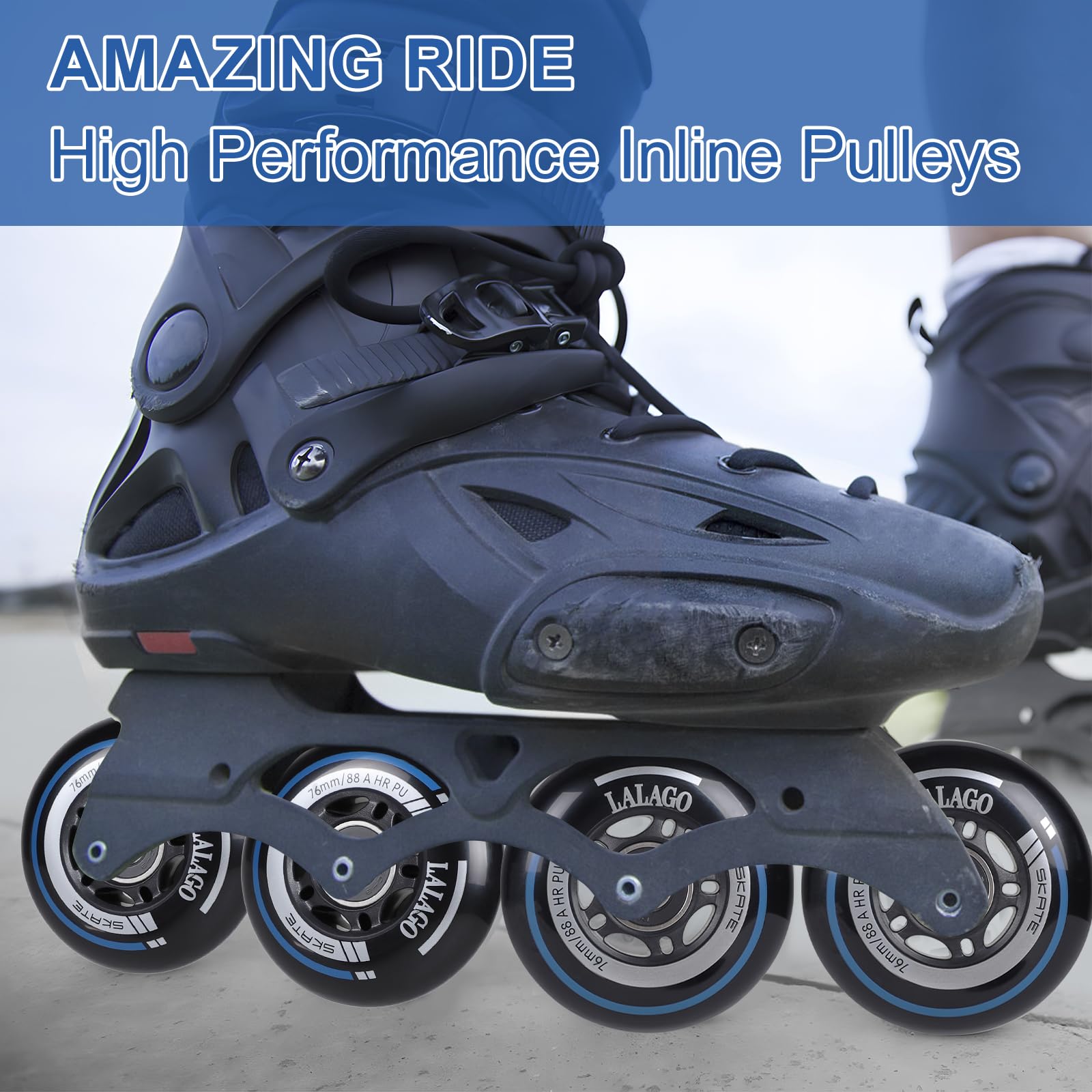 LALAGO Roues de Rollers en Ligne 76mm, Lot de 8 Roues de Patins à Roulettes de Rechange Avec Roulements ABEC 9, 88AHRPU, pour K2 Hudora Gonex Apollo