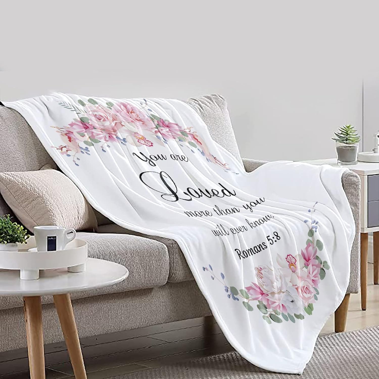 Love Bible Verse Blanket Soft Lightweight Plush Flannel Throws Decorative Quilts for Grandma Kids Women Girls Room Bed Sofa 60"x50" Medium for Boys Girls